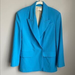 Aggi Selected Vibrant Blue Silk BlendBlazer Size 34 (XS)